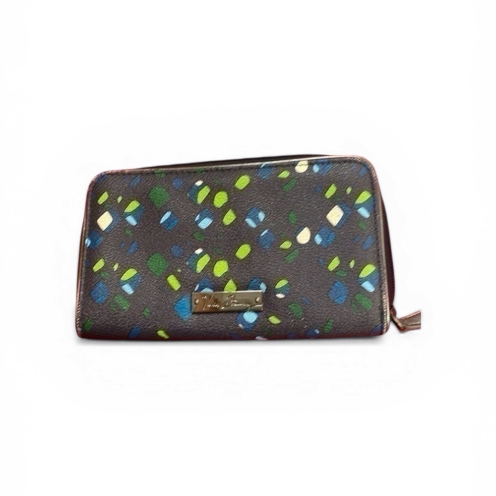 Vera Bradley geometric ink spots leather accordion wallet